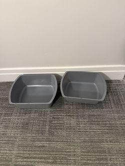 Set of 2 Gray Open Litter Boxes