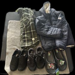 Abercrombie jacket size 9/10 vintage jacket 10/12 Skechers size 6 Nike size7 Mario size8