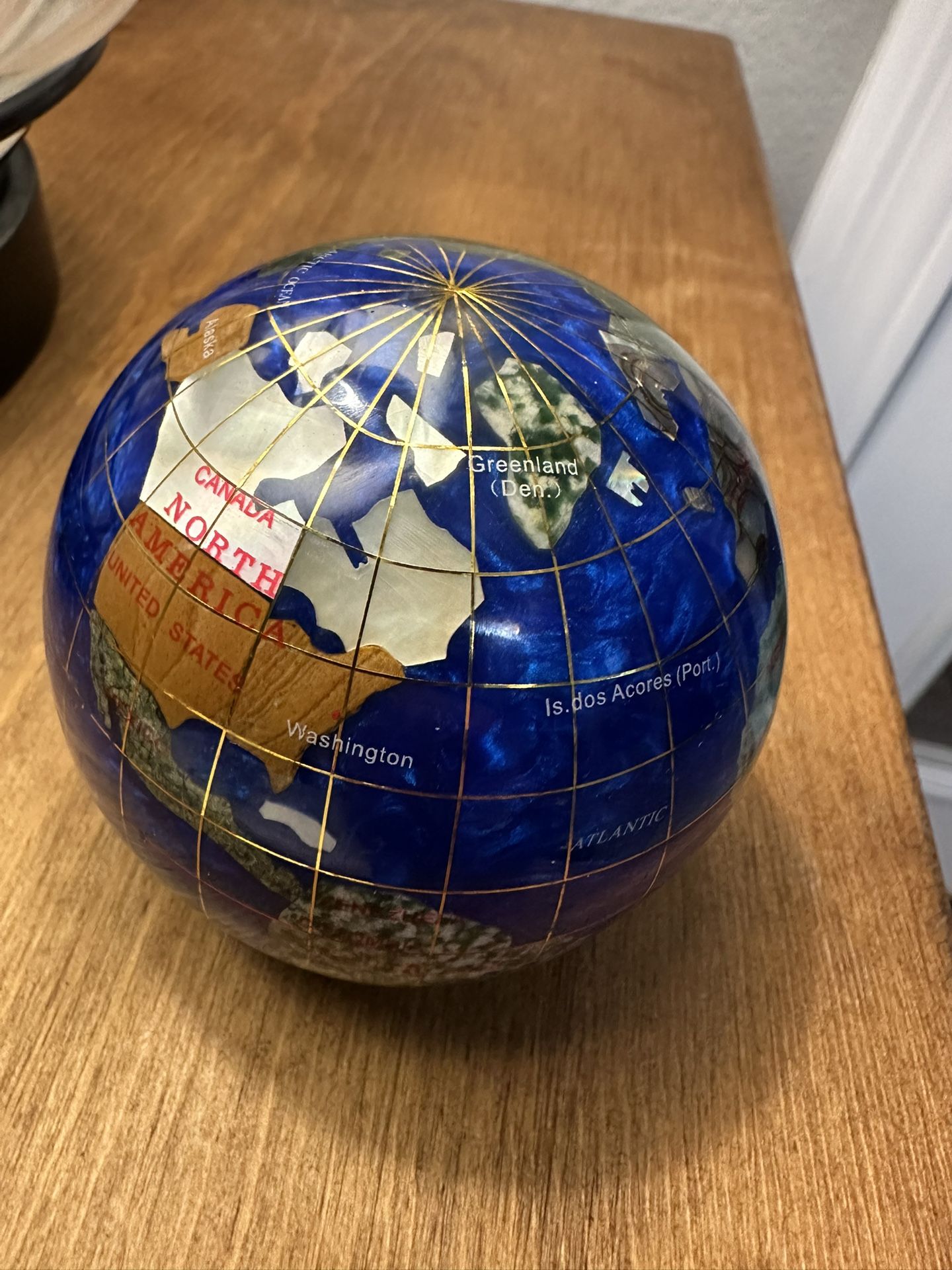 Kalifano Semi Precious Gemstone 3" Globe Earth Paperweight Blue Lapis Stone