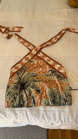 Rachel Zoe Halter Crop Top with Palm Print