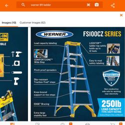 Werner
8 ft. Fiberglass Step Ladder (12 ft. Reach Height) with 250 Ib. Load Capacity Type I Duty Rating