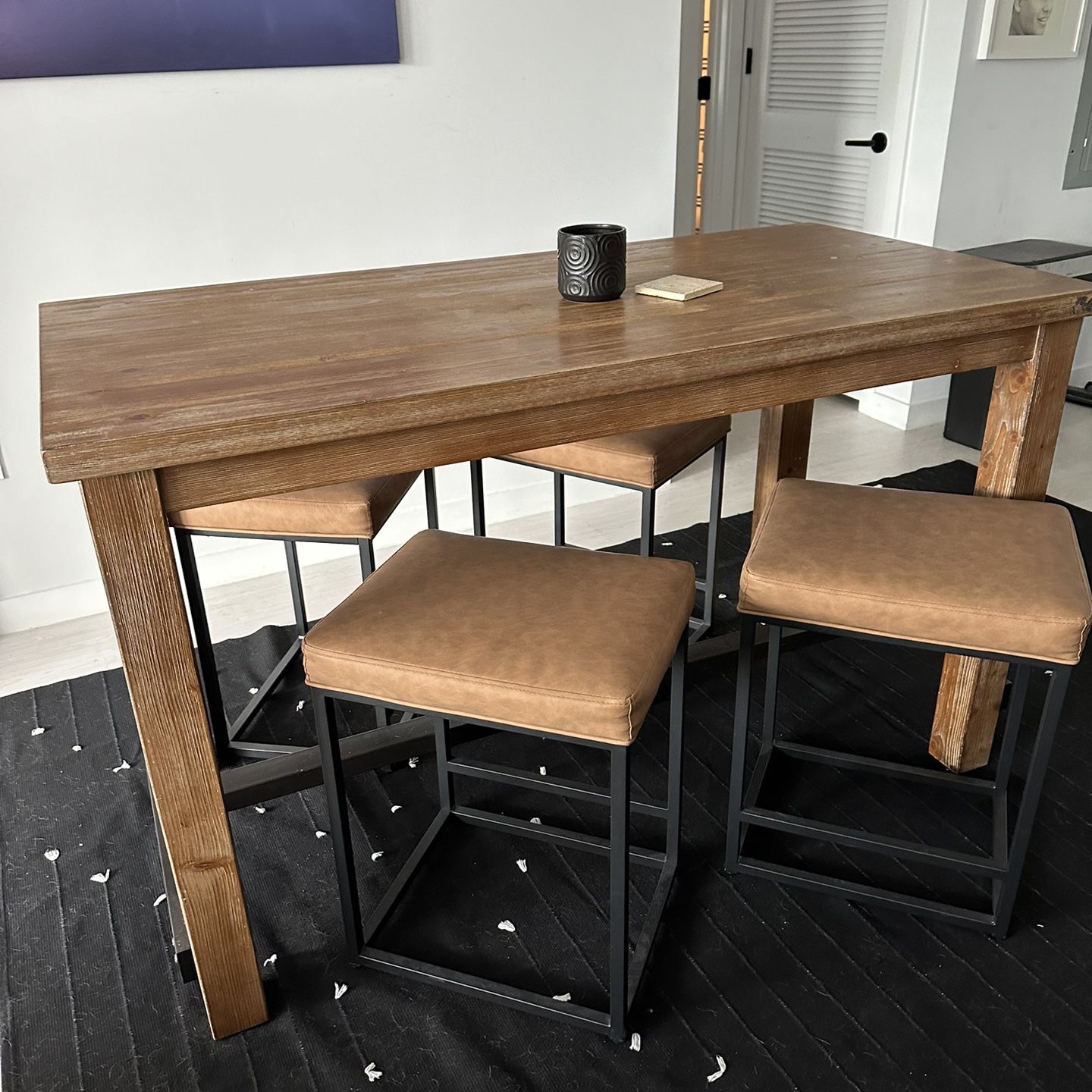 High Top Solid Wood Table For Like New Barstools From Wayfair For Leather