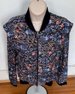 Joie 100% silk floral multicolored sequins lined bomber jacket, size S