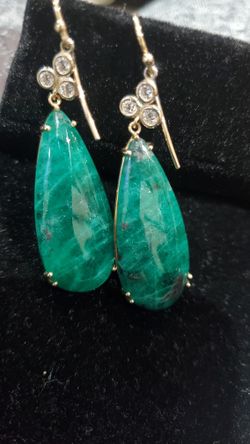 Natural Emerald & Diamond Earrings 