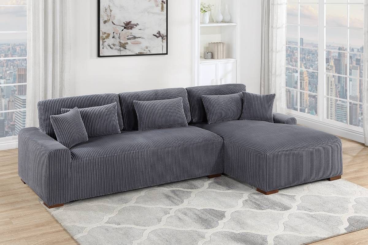 New Sectional In Corduroy Fabric 