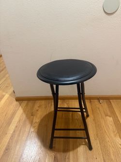 Black Padded Bar Stool with Metal Frame