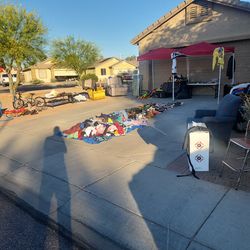 Garage Sale today comics toys clothes shoes books furniture bike kids stuff Saturday 3 21 2026 8 am till 1 pm