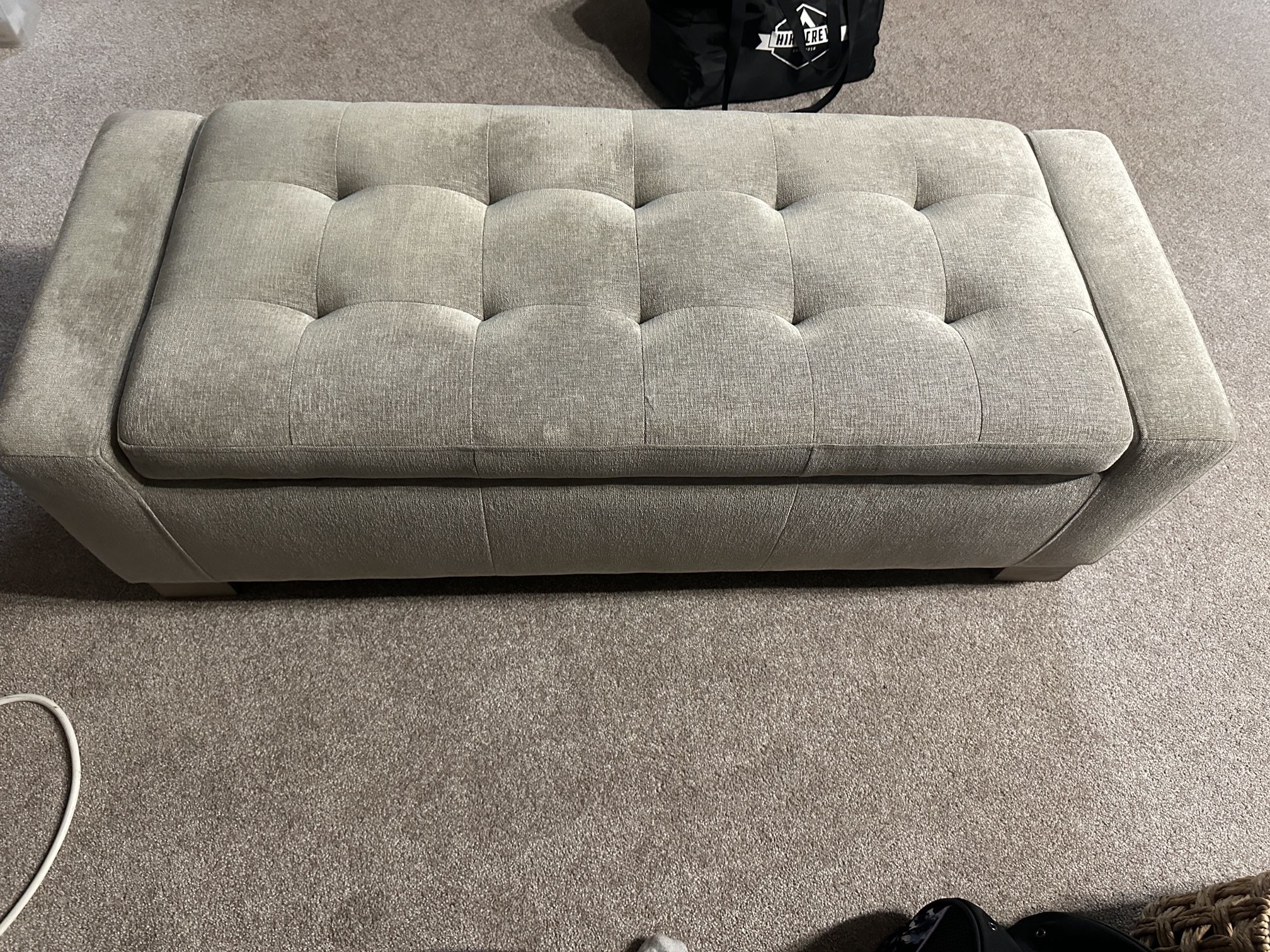 Grey Ottoman Storage Bench