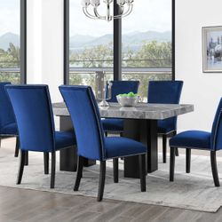 Camila Gray Marble 5-Piece Dining Set(Table & 4 Side Chairs)
