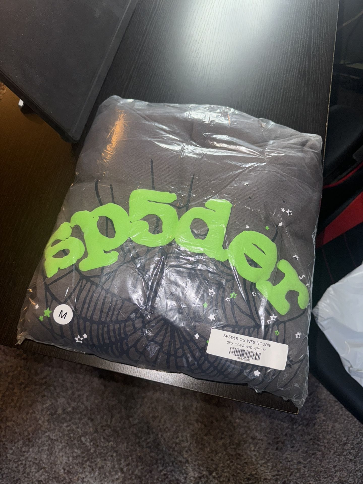 Sp5der Hoodie Slate Grey New Medium