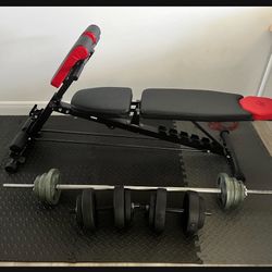 Gym Bench, Dumbbells, Gym Matt 