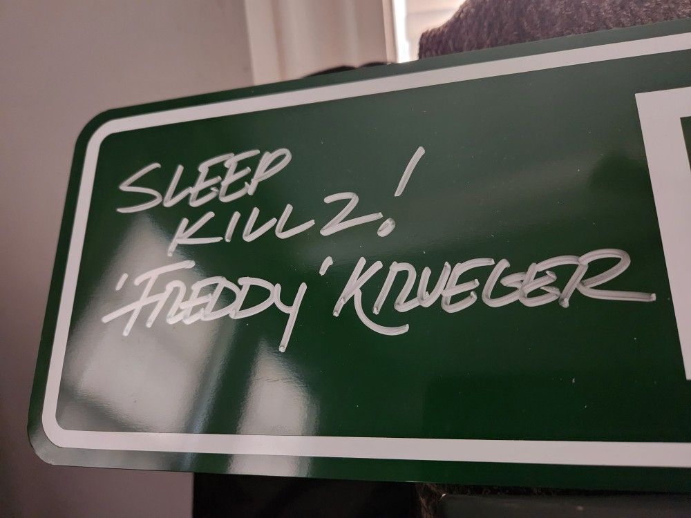 Robert Englund signed ELM ST Street Sign