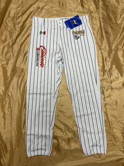 Men’s Dark Navy Blue Pinstriped Baseball Pants Size XL Liga De Mexico Sponsors 