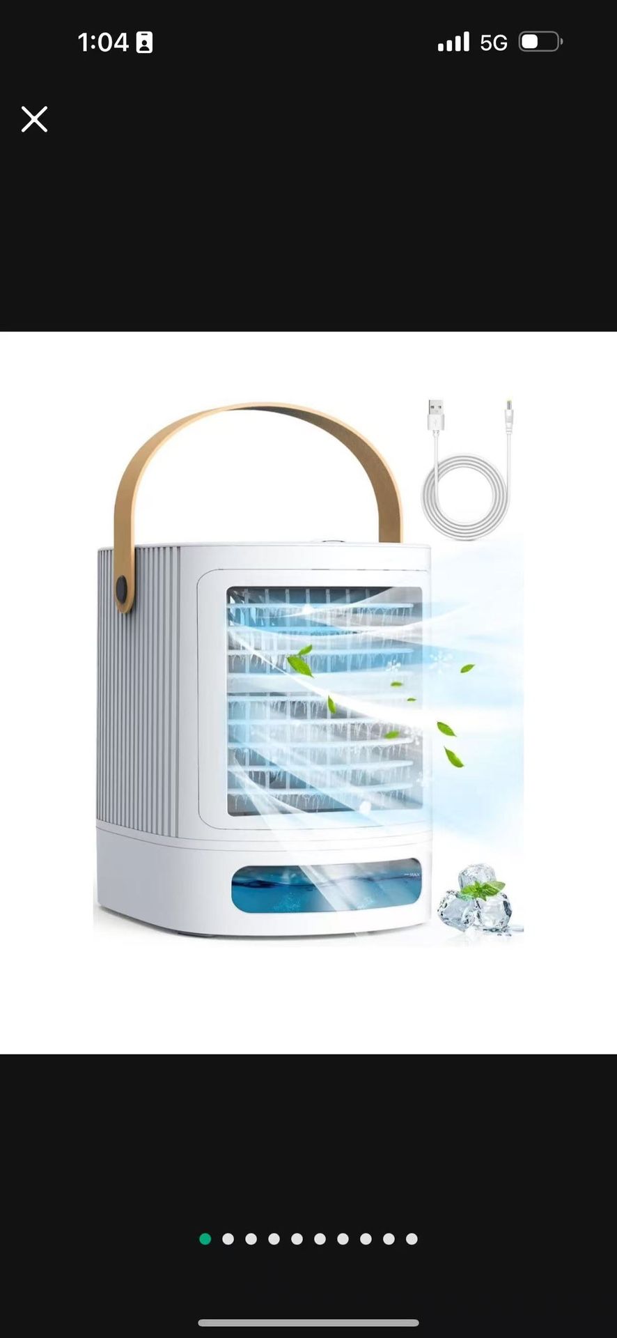BALKO Mini Air Conditioner, 3-IN-1 Small Air Conditioner w/ 3-Level Humidify & 3 Speeds, 7-Color Night Lights, Top Fill Tank for 8H Cooling, Desk Port