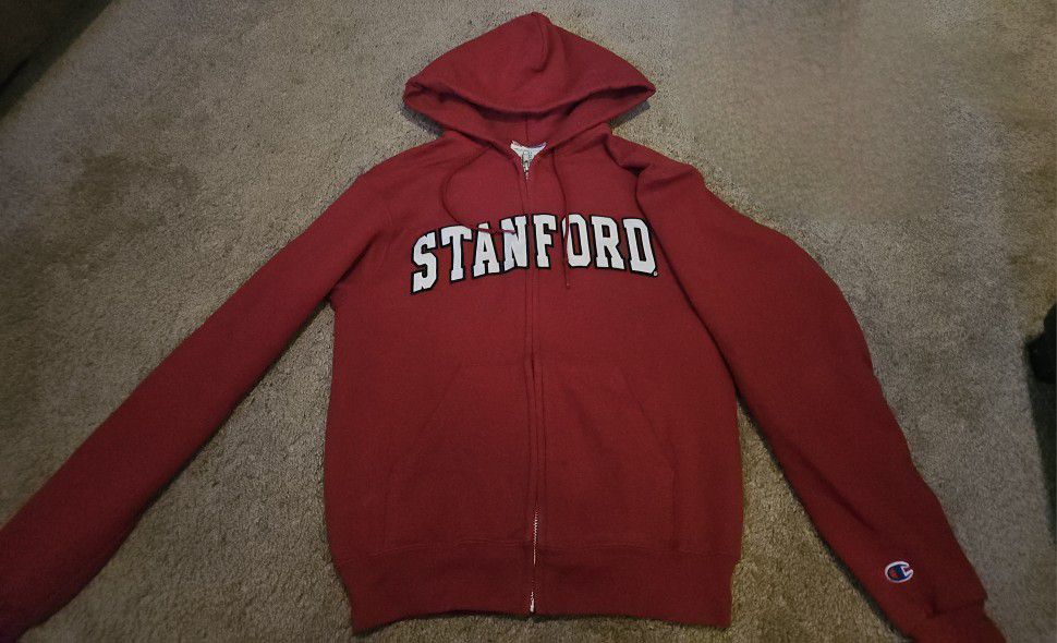 'Stanford University' Red full Zip mens Hooded Sweatshirt XS 