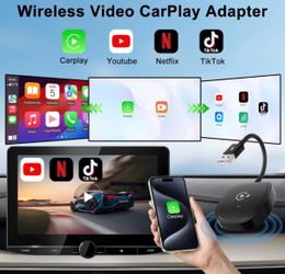 XHU Wireless CarPlay Adapter, CarPlay Wireless Adapter Supports Netflix, YouTube, and TikTok Stream Media Play, for OEM Wired CarPlay to Wireless Dong