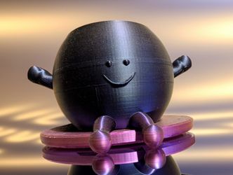 3D Printed Cute Buddy Planter – Sparkle & Metallic Purple Succulent Pot