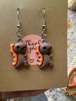 Handmade Clay Dragon Dangle Earrings