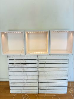 Three IKEA EKET Cabinets with Lighting