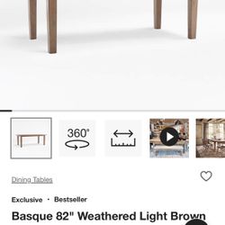 Create & Barrel Dining Wood Table Basque And 6 Folio Leather Chairs