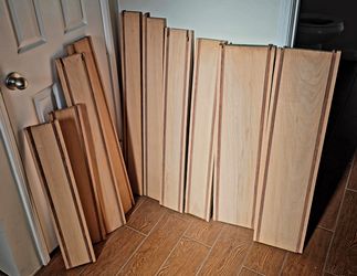 Table parts, 1 in thick solid Red Oak, Bubinga and Black Walnut.