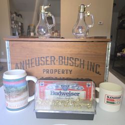 Vintage collector Sign Budweiser Anheuser-Busch Budlight clydesdale horse  Wooden Crate  1977 OBO