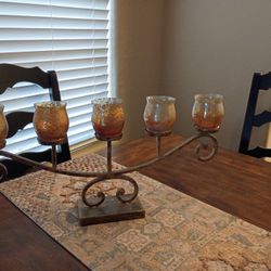 Metal and Glass Candle Holder