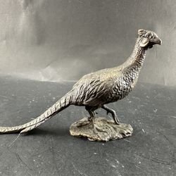 VTG "AVON" TOM O'BRIEN BRONZE PHEASANT STATUE (3" TALL) BIRD FIGURINE 