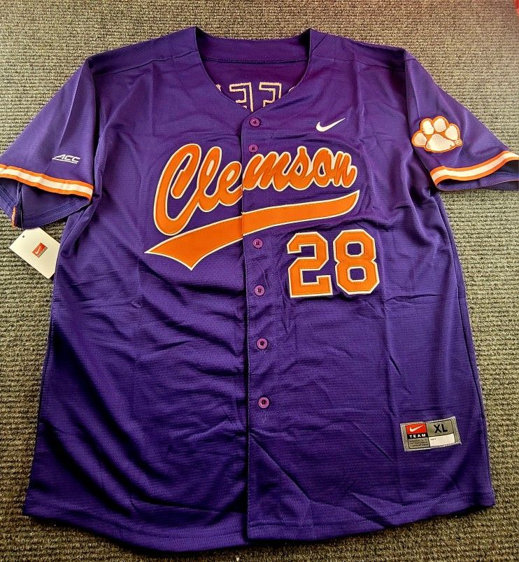 Clemson Tigers mens Medium-3XL Seth Beer stitched Purple baseball jersey NWT pick up easley