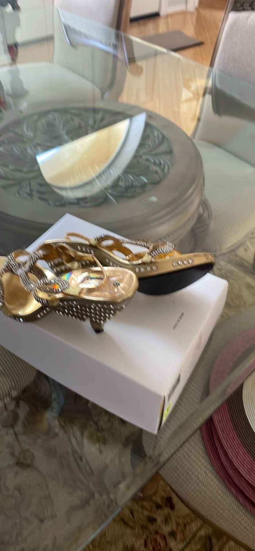 Rhinestone Wedding Fancy Sandals 6 Gold