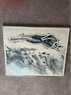 Signed Abstract Monoprint Black White Figure Gesture Framed Modern Art