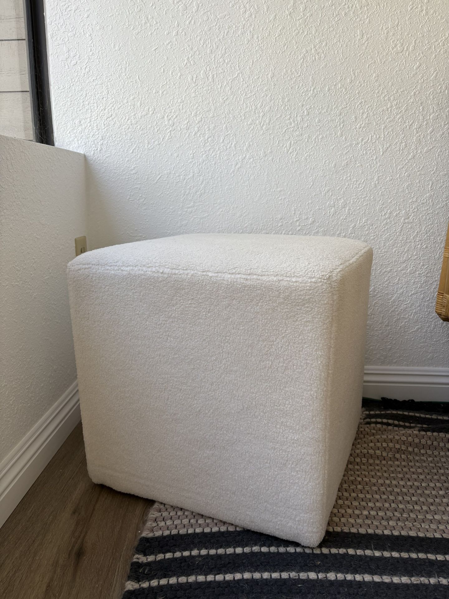 Studio McGee upholstered White Cube Ottoman