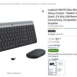 Logitech MK470 Slim Wireless Keyboard and Mouse Combo - Modern Compact Layout, Ultra Quiet, 2.4 GHz USB Receiver, Plug n' Play Connectivity, Compatibl