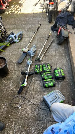 Blower with 1 bat $120 and $225 for power head and hedge bar and saw then batteries $75 for the 2.5 amp and $239 for the 7.5 amped battery and the