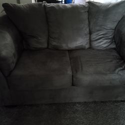 Dark Grey Couch And Love Seat 