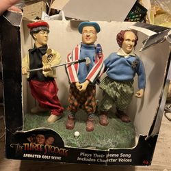 The Three Stooges Animated Golf Scene Posable Figures - Open Box