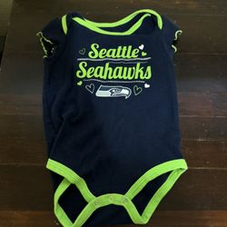 Baby Girl Seattle Seahawk Bodysuit Navy Blue One Piece Size 12 Months NFL