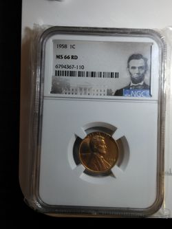 1958 wheat cent NGC graded MS66