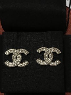 CHANEL Crystal Timeless CC Earrings Light Gold 1276051