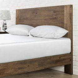 Wood Platform Bed Frame with Headboard (Queen)