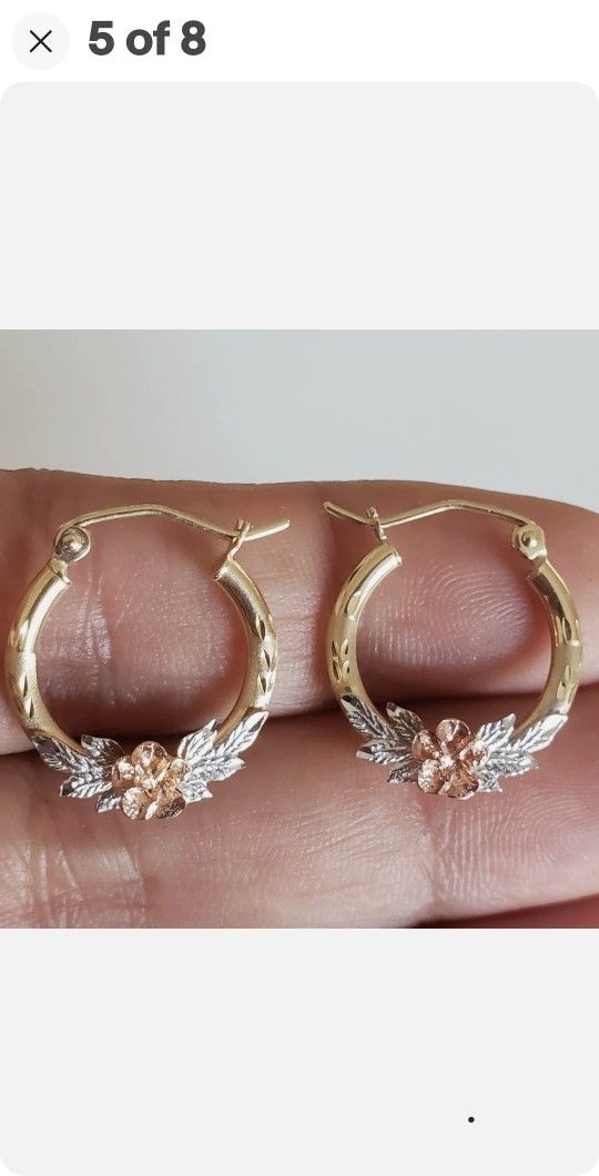 Small 14k Gold Flower Hoop Earrings