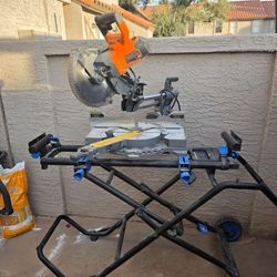 RIDGID R4210 10" Dual Bevel Sliding Compound Miter Saw with Delta Rolling Stand
