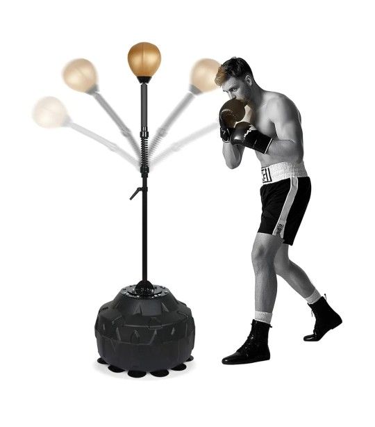 Reflex Ball Speed Bag Punching Bag Free Standing Boxing Bag Reinforced Spring Strong Durable Relief Stress Ball with Adjustable Height
