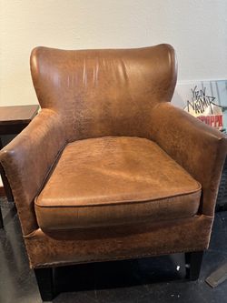 2 Brown Leather Wingback Accent Chair (Pick Up Only - Open to offers)