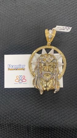 Gold 10k Jesus Face Pendant 