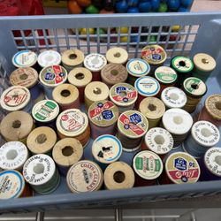 Vintage Assorted Sewing Thread Spools and Bobbins 
