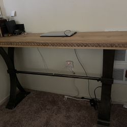 Metal Console Table with Brown Wood Tops