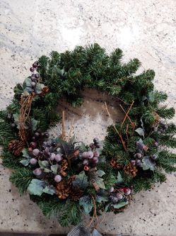 Grapes on a grapevine Christmas wreath
