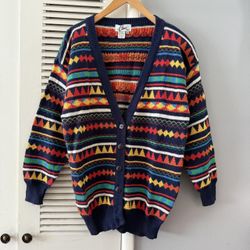 Vintage Career Fashion Abstract Cardigan Sweater
