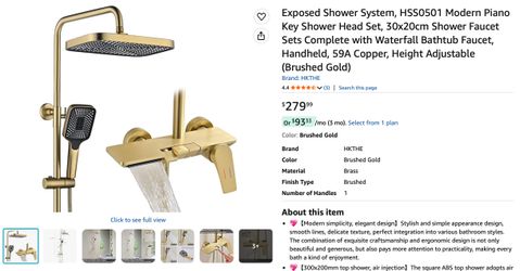 located in Santa Clarita 91355 Exposed Shower System, HSS0501 Modern Piano Key Shower Head Set, 30x20cm Shower Faucet Sets Complete with Waterfall Bat